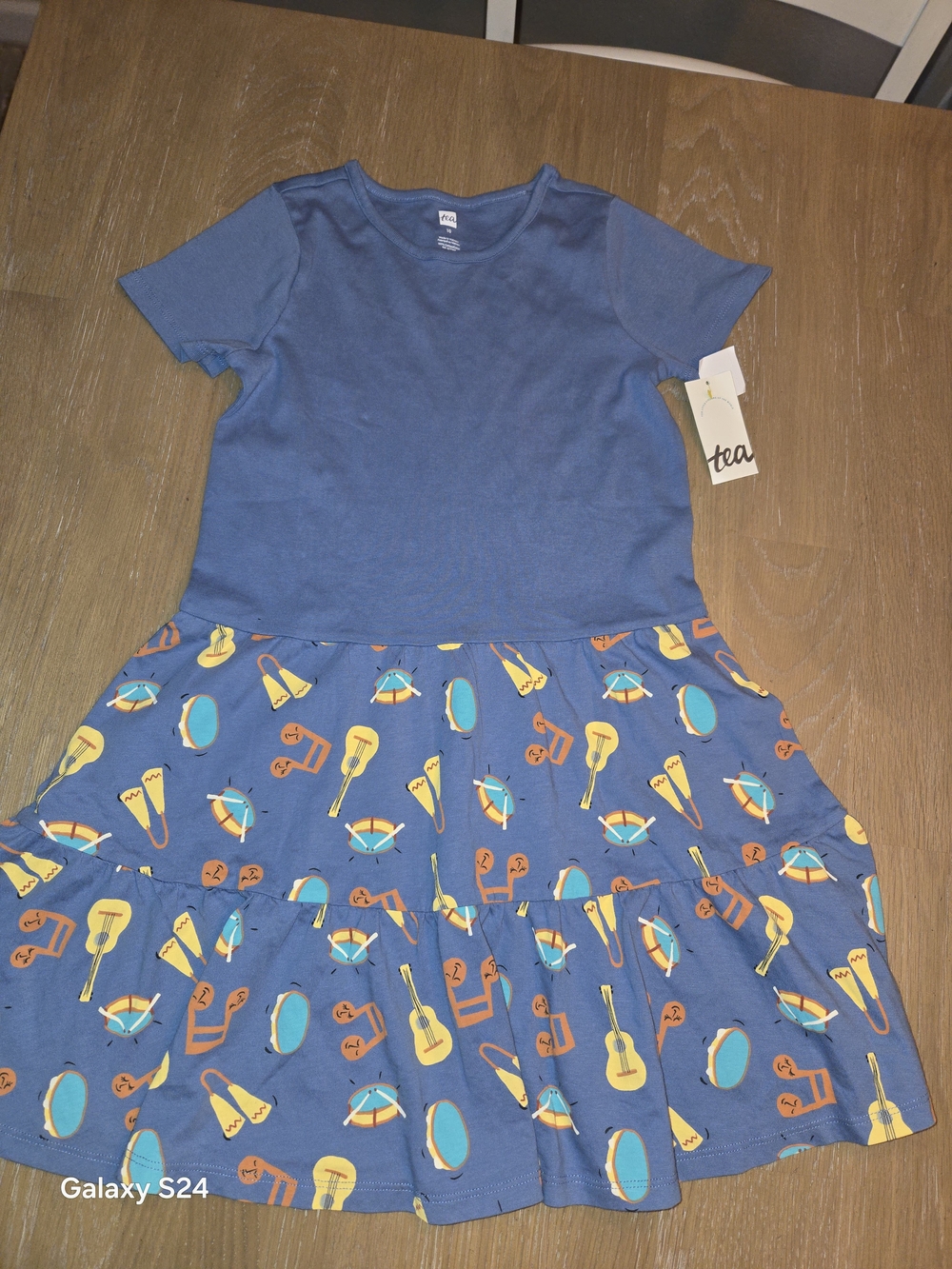 Tea Collection Tier Skirted Dress Musical Instruments Print Girls Sz 10 New